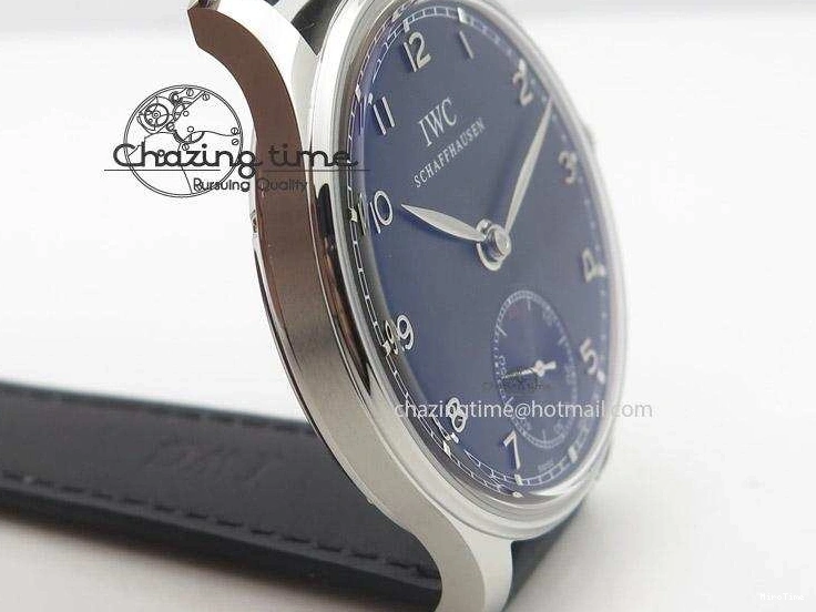 MIROTIME 0425 Portuguese IW545407 Black Dial ZF 1:1 Best Edition On Dark Blue Leather Strap DailyWear 7337